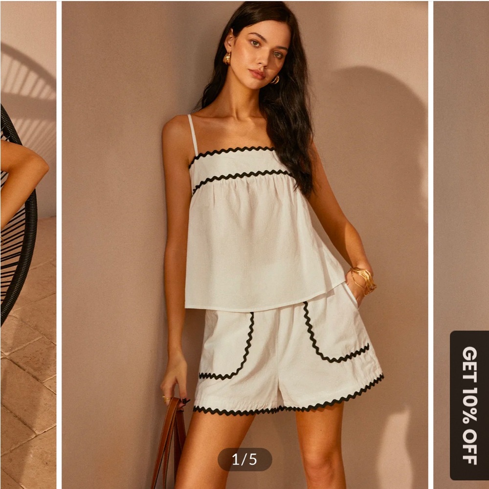 Contrast Trim Shift Shorts Set